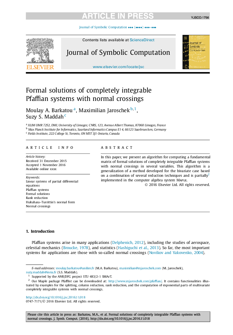 Formal solutions of completely integrable Pfaffian systems with normal crossings