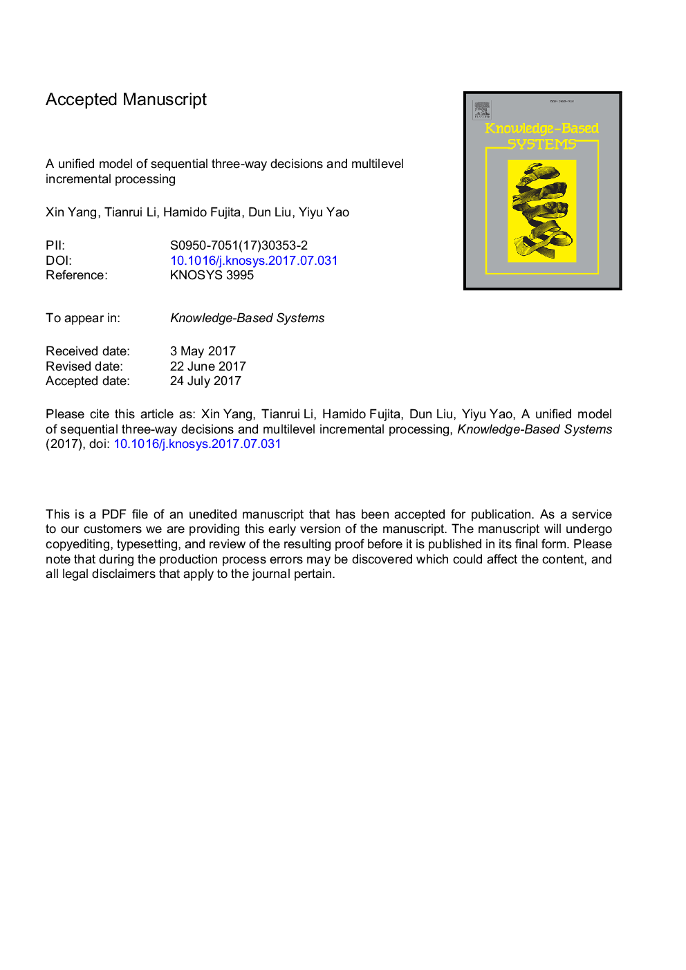 A unified model of sequential three-way decisions and multilevel incremental processing