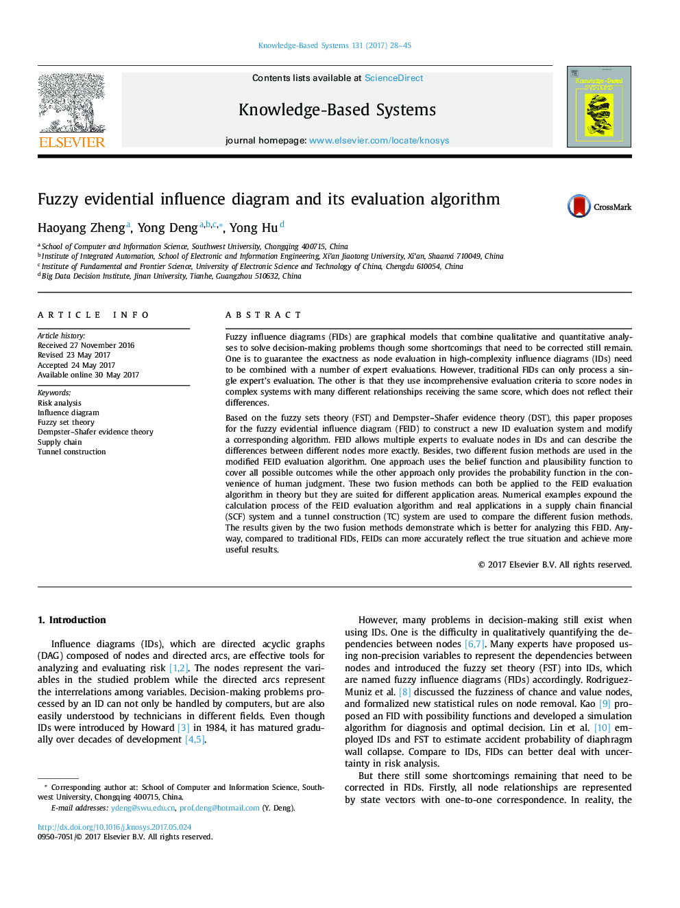 Fuzzy evidential influence diagram and its evaluation algorithm