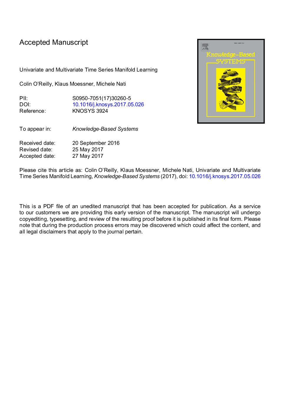 Univariate and Multivariate Time Series Manifold Learning