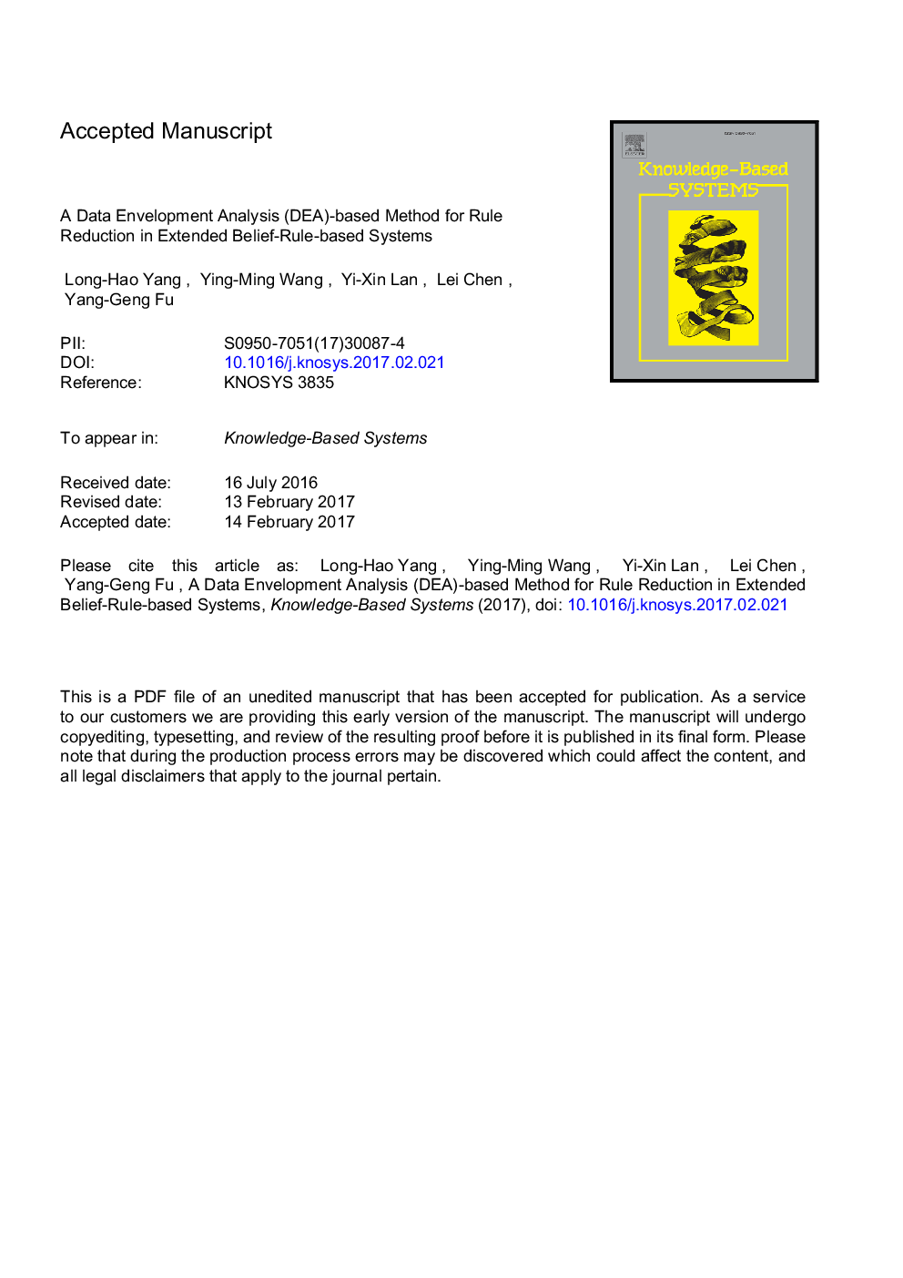 A data envelopment analysis (DEA)-based method for rule reduction in extended belief-rule-based systems