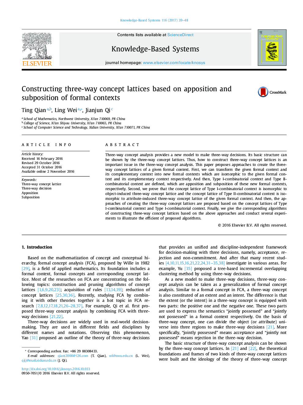 Constructing three-way concept lattices based on apposition and subposition of formal contexts