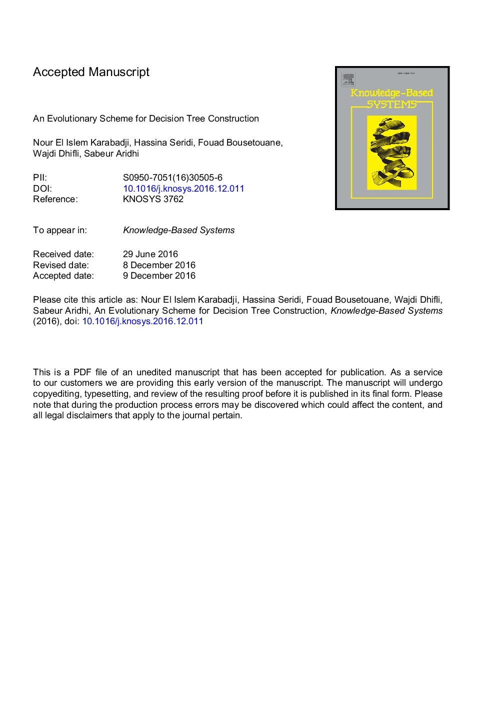 An evolutionary scheme for decision tree construction