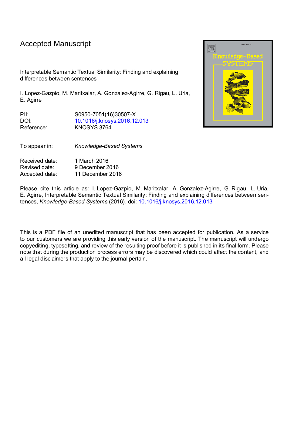 Interpretable semantic textual similarity: Finding and explaining differences between sentences