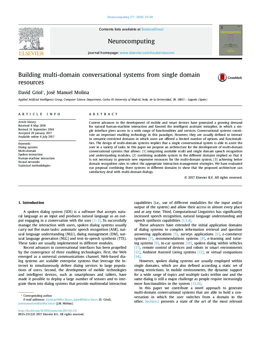 Building multi-domain conversational systems from single domain resources