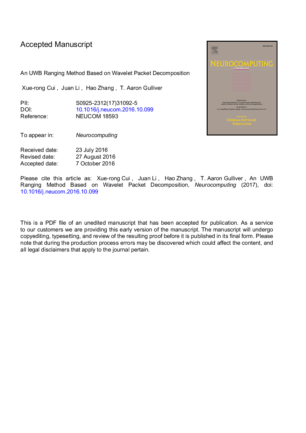 An UWB ranging method based on wavelet packet decomposition