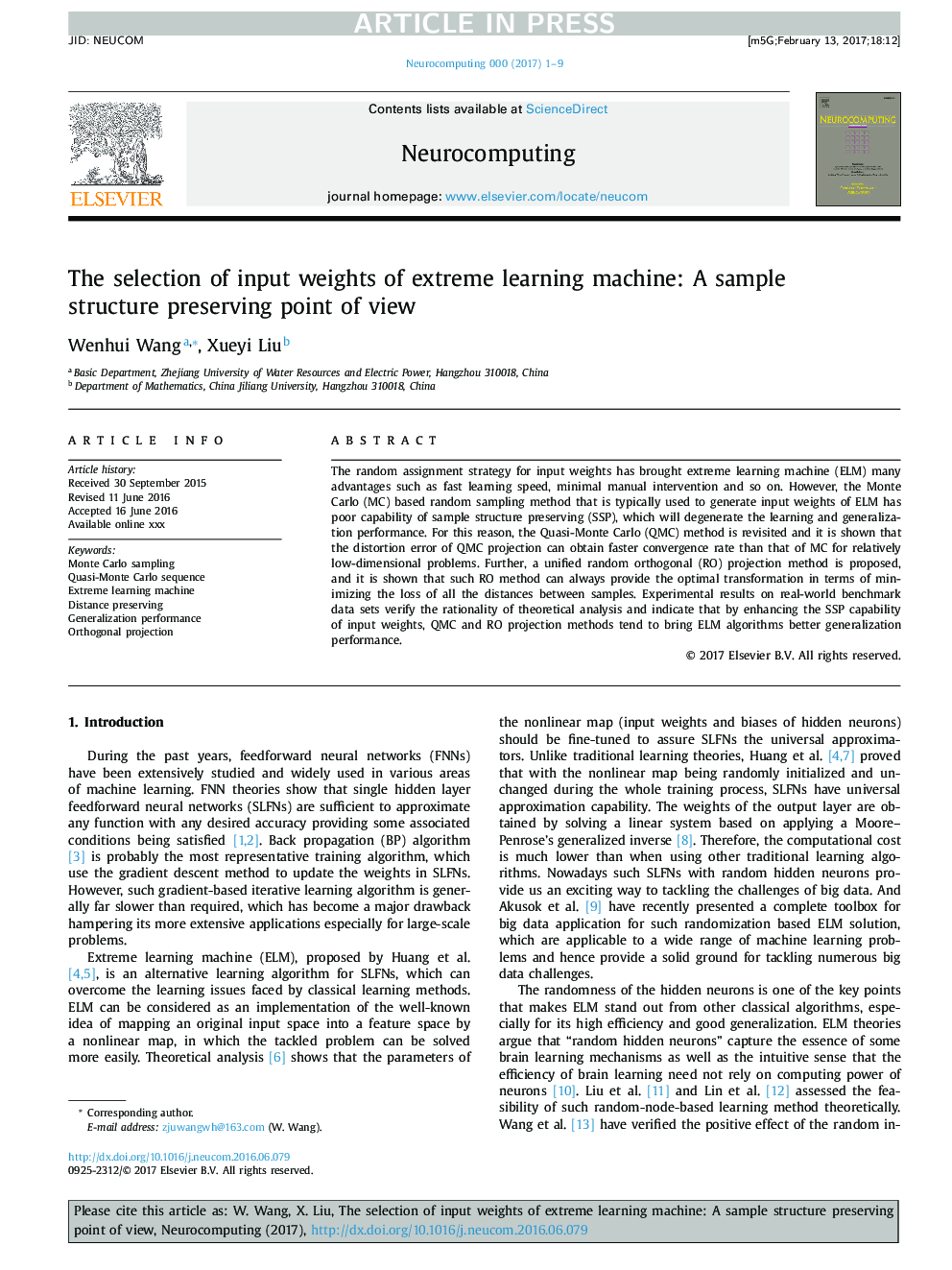 The selection of input weights of extreme learning machine: A sample structure preserving point of view