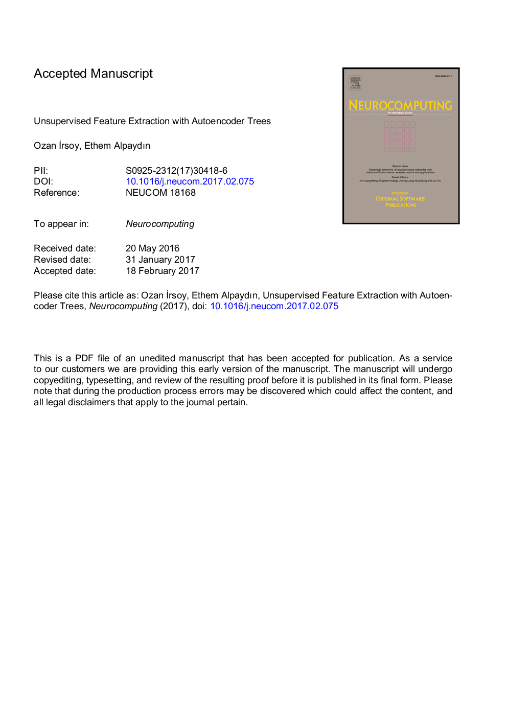 Unsupervised feature extraction with autoencoder trees