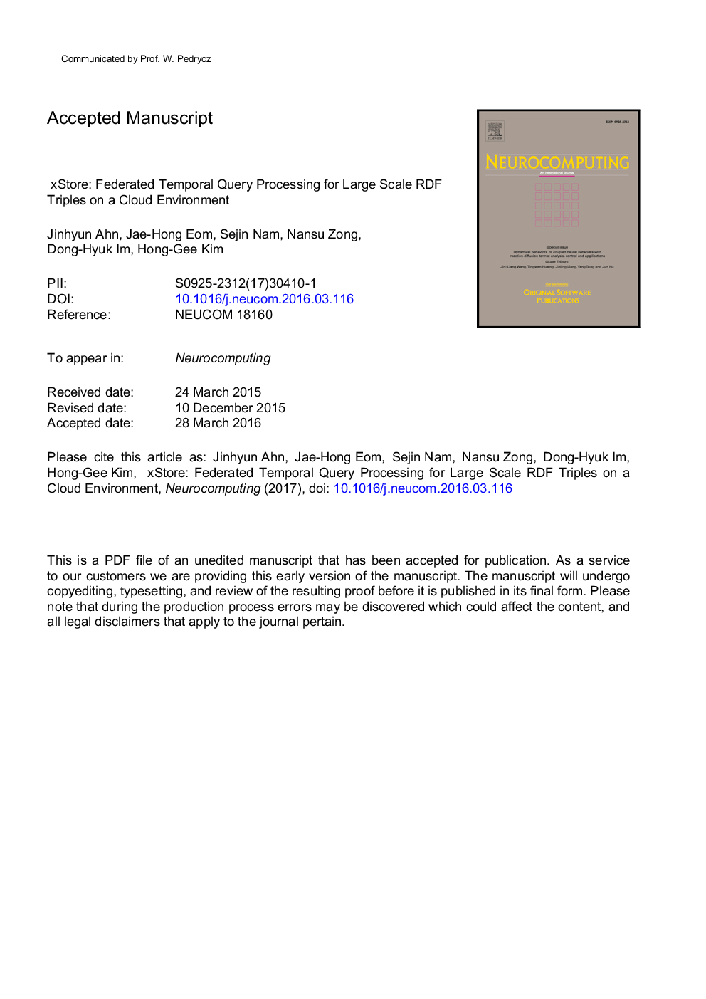 xStore: Federated temporal query processing for large scale RDF triples on a cloud environment