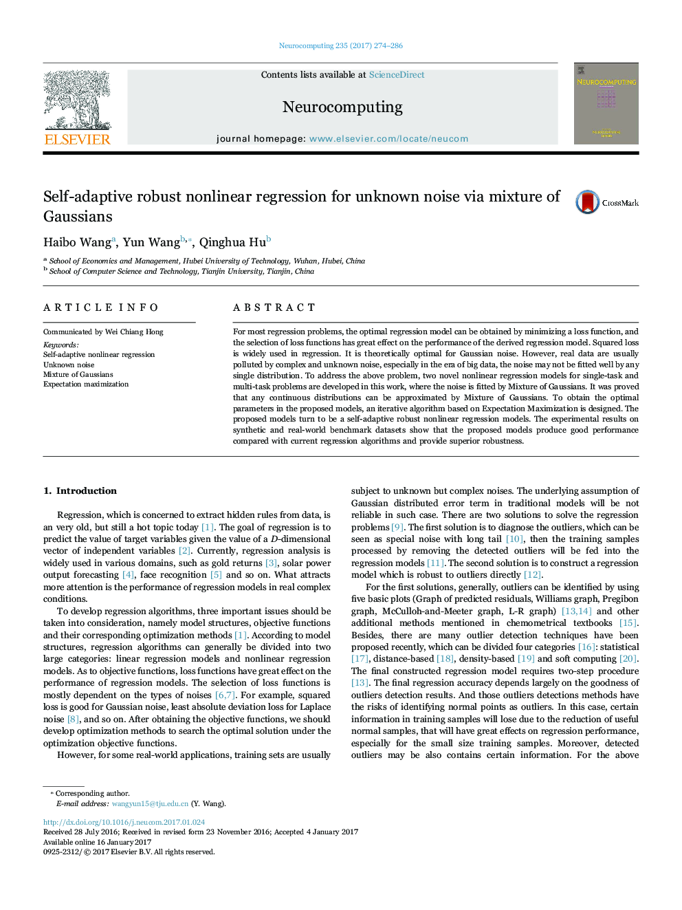 Self-adaptive robust nonlinear regression for unknown noise via mixture of Gaussians