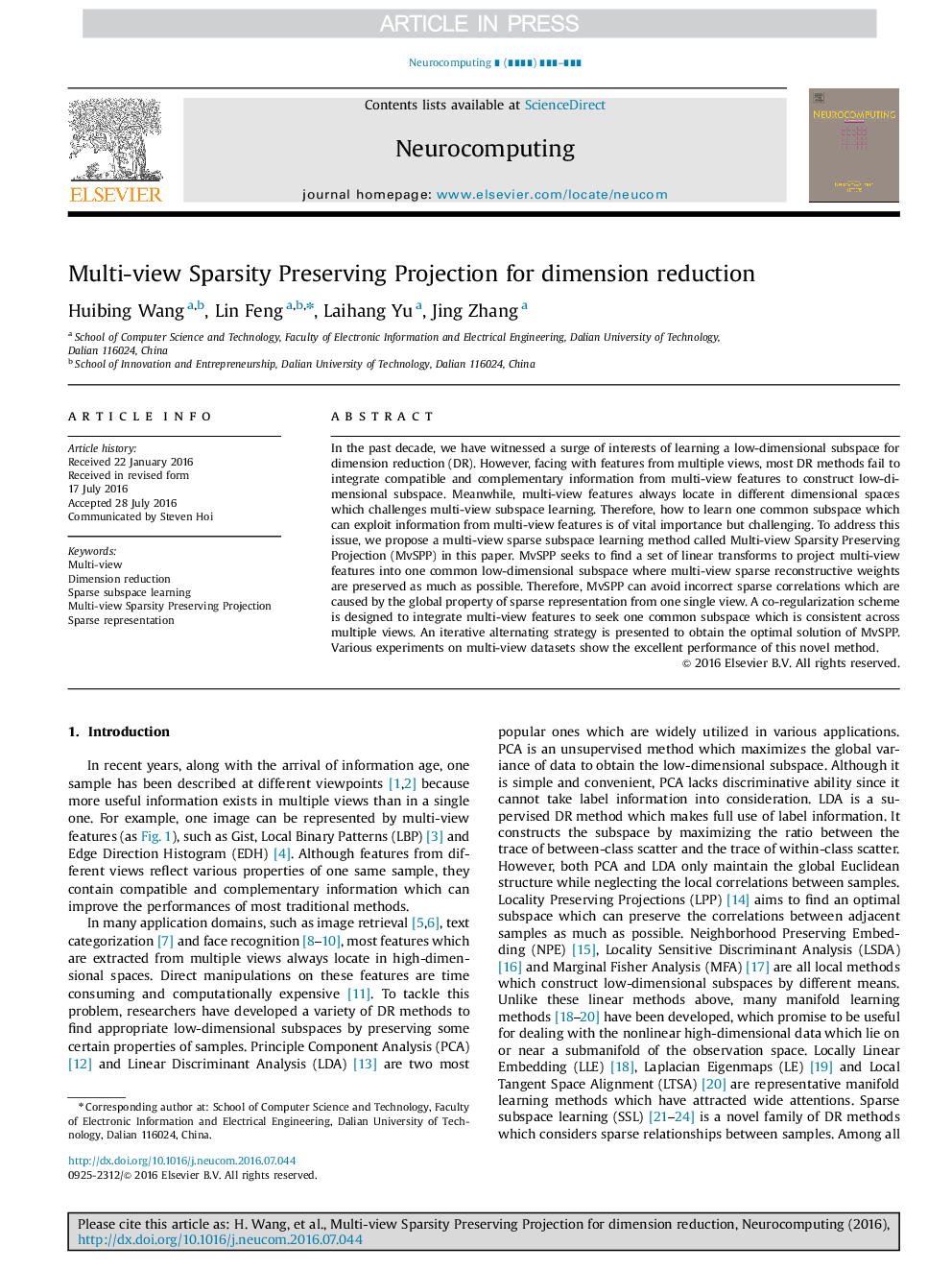 Multi-view Sparsity Preserving Projection for dimension reduction