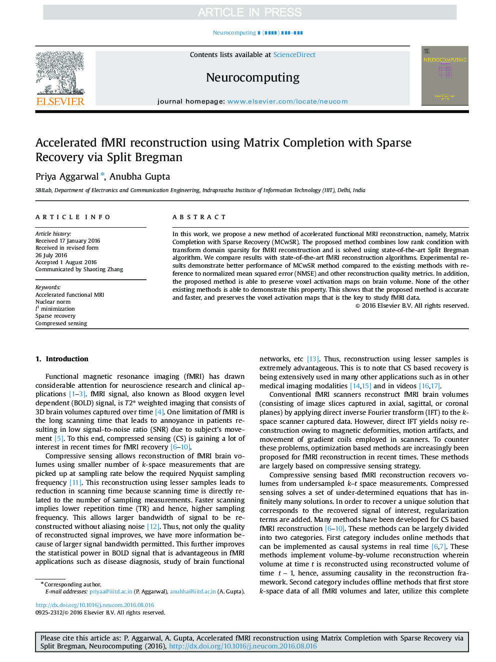 Accelerated fMRI reconstruction using Matrix Completion with Sparse Recovery via Split Bregman