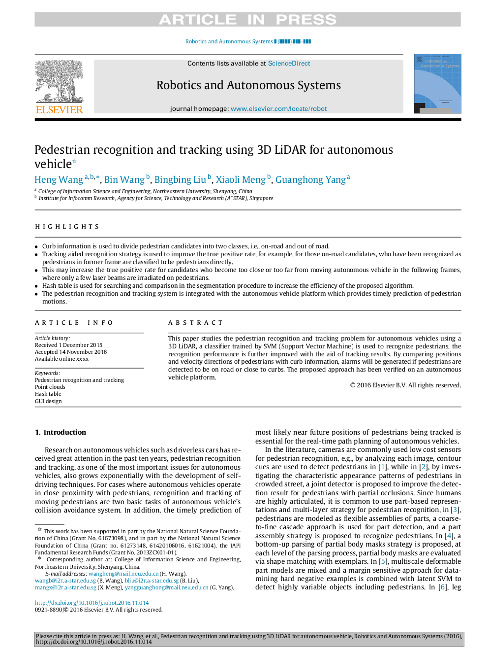 Pedestrian recognition and tracking using 3D LiDAR for autonomous vehicle