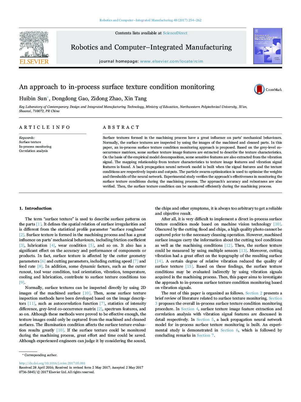 An approach to in-process surface texture condition monitoring