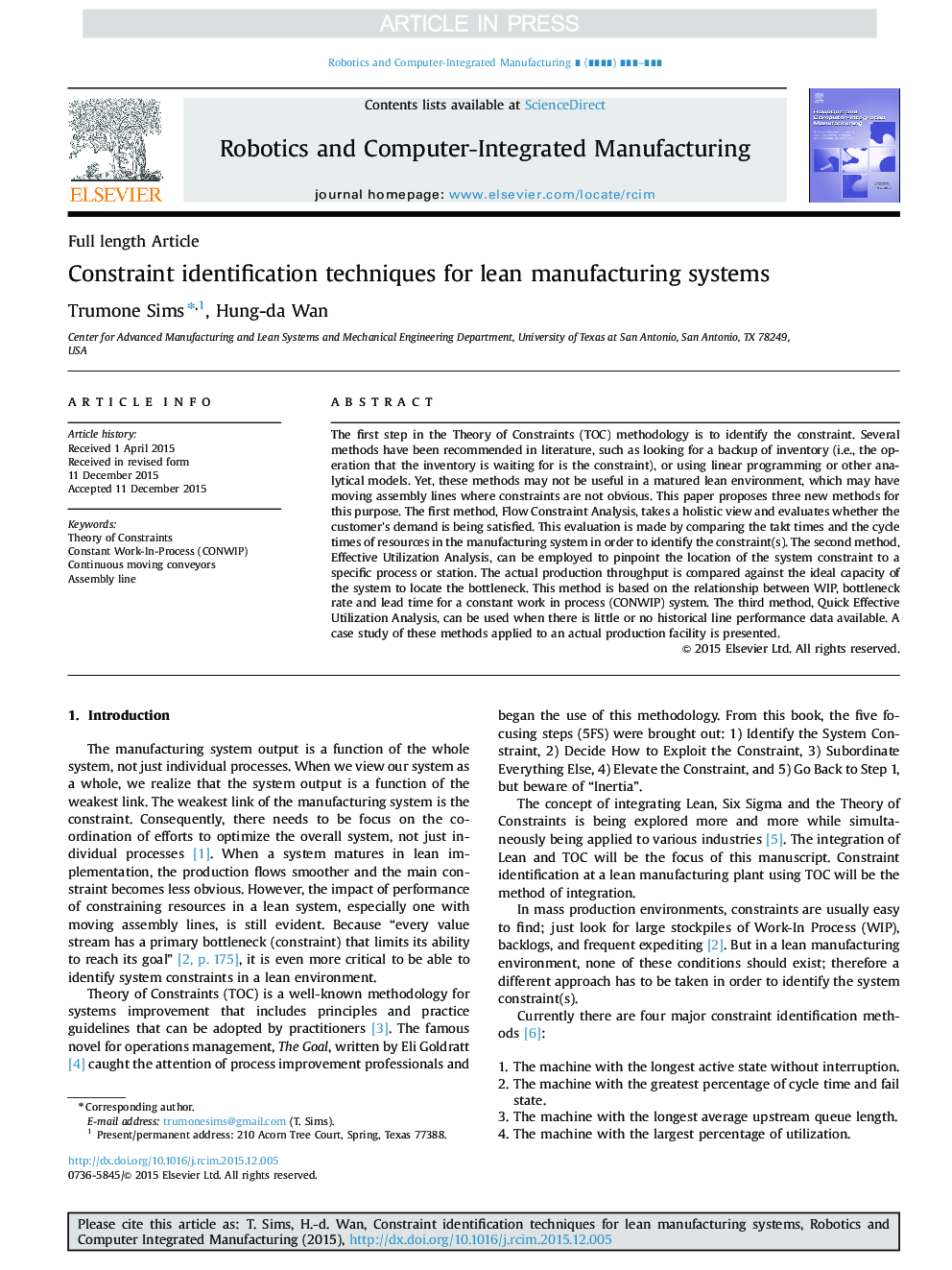 Constraint identification techniques for lean manufacturing systems