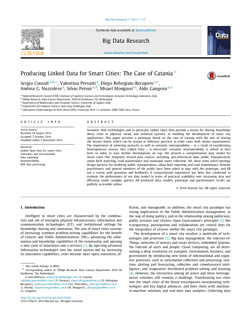 Producing Linked Data for Smart Cities: The Case of Catania