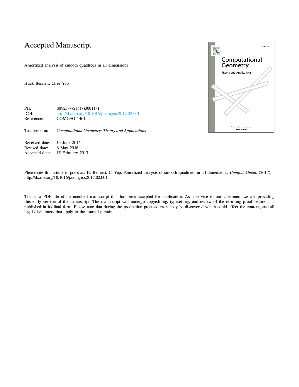 Amortized analysis of smooth quadtrees in all dimensions