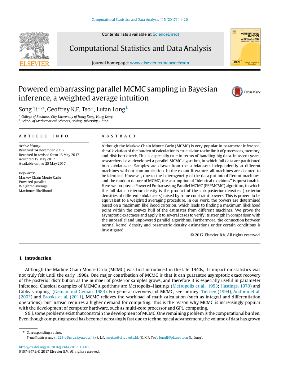 Powered embarrassing parallel MCMC sampling in Bayesian inference, a weighted average intuition