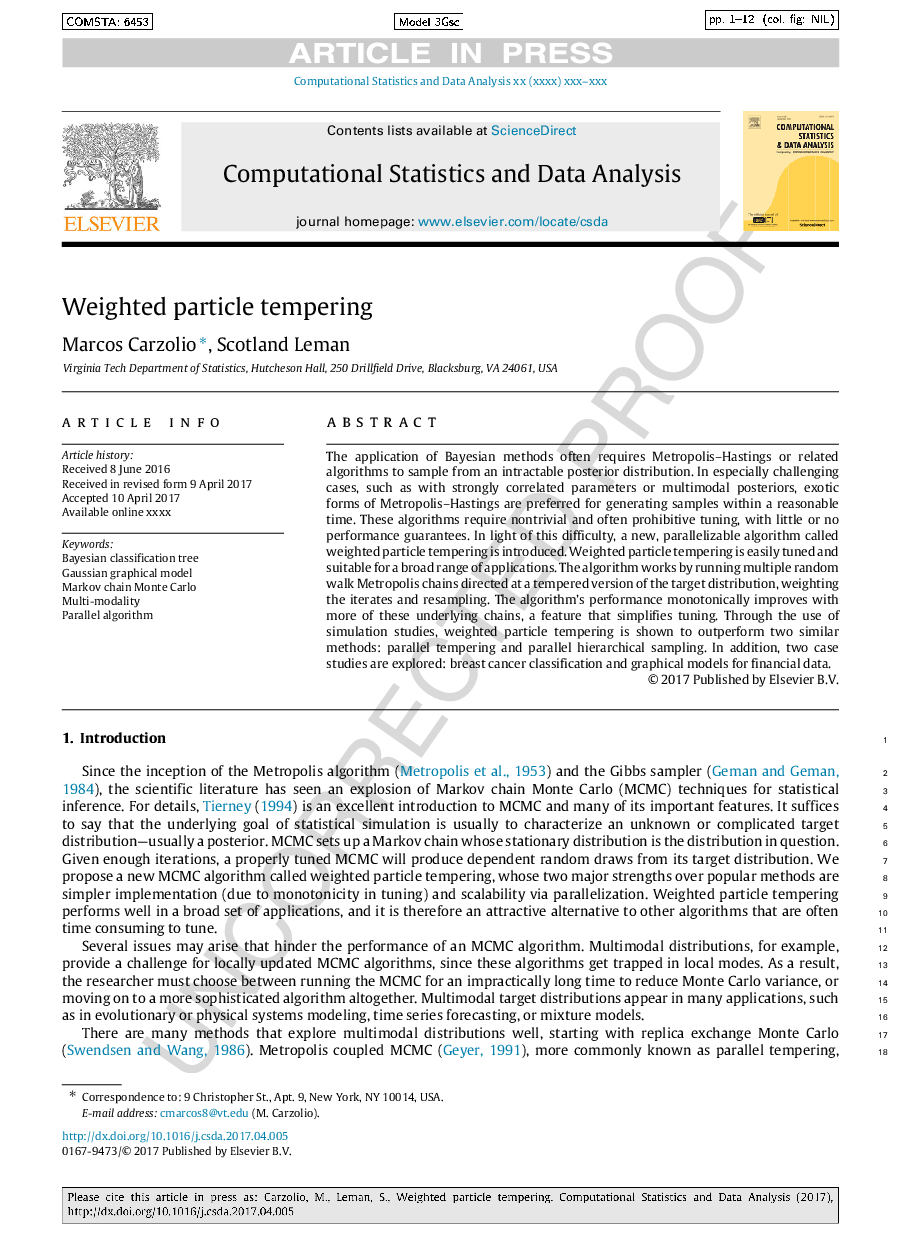 Weighted particle tempering