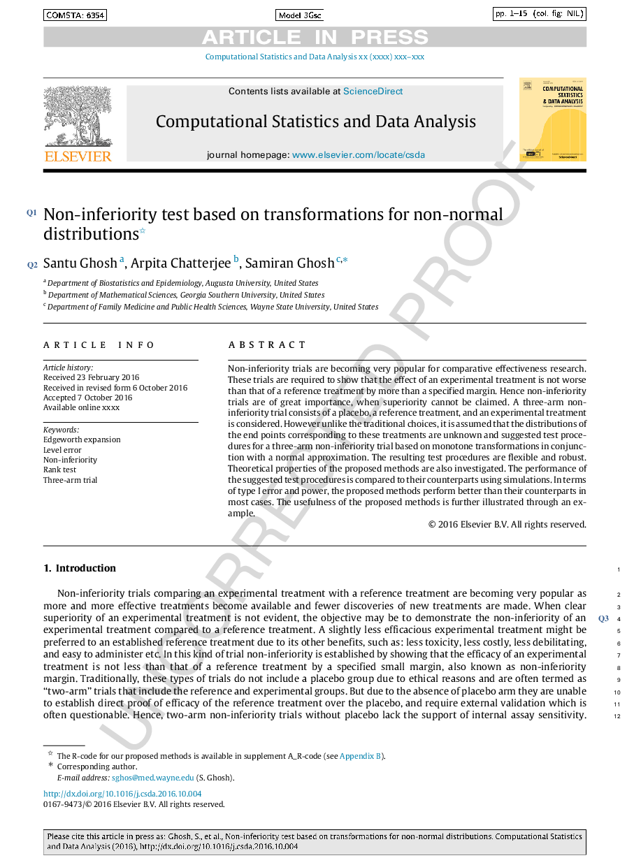 Non-inferiority test based on transformations for non-normal distributions