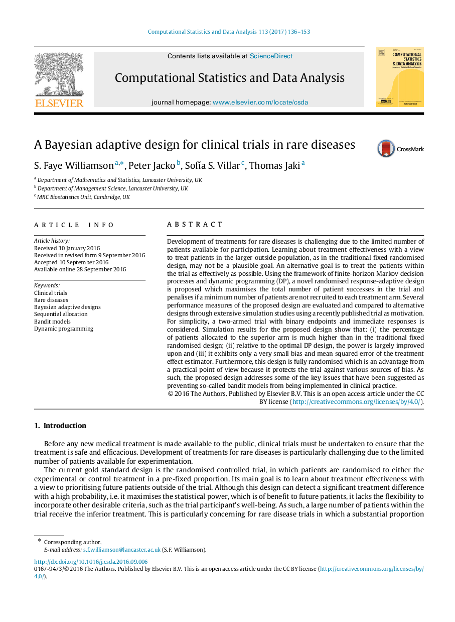 A Bayesian adaptive design for clinical trials in rare diseases