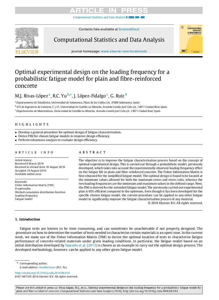 Optimal experimental design on the loading frequency for a probabilistic fatigue model for plain and fibre-reinforced concrete