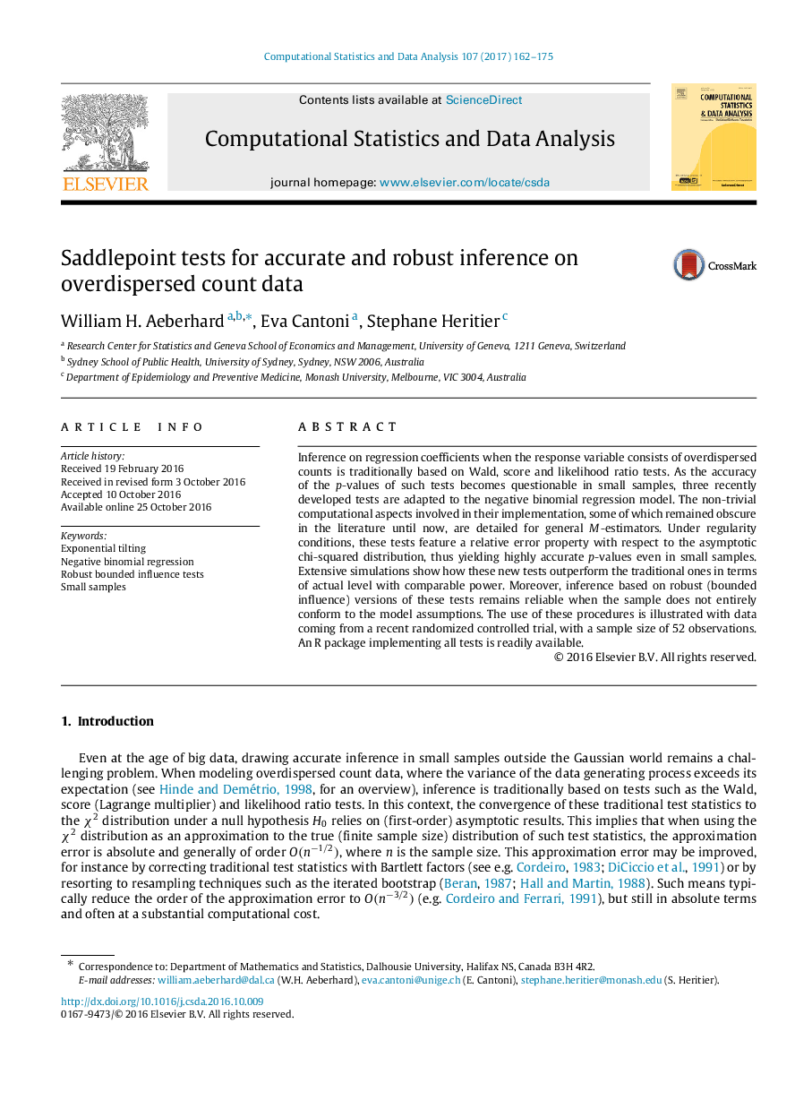 Saddlepoint tests for accurate and robust inference on overdispersed count data