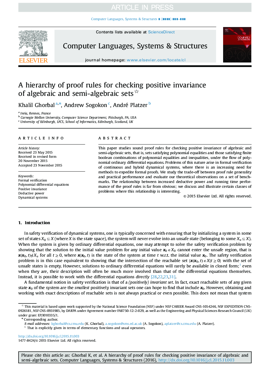 A hierarchy of proof rules for checking positive invariance of algebraic and semi-algebraic sets