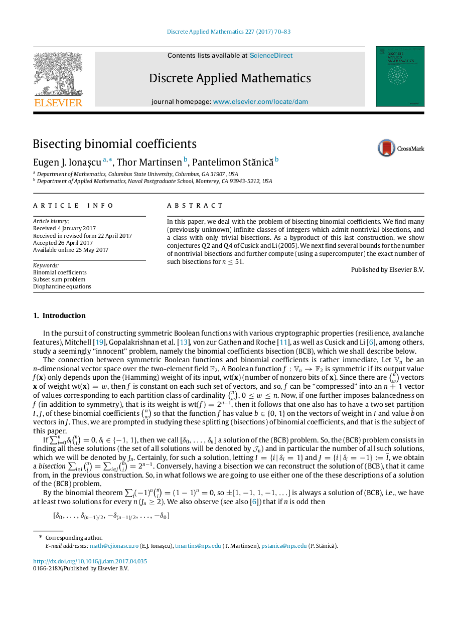 Bisecting binomial coefficients