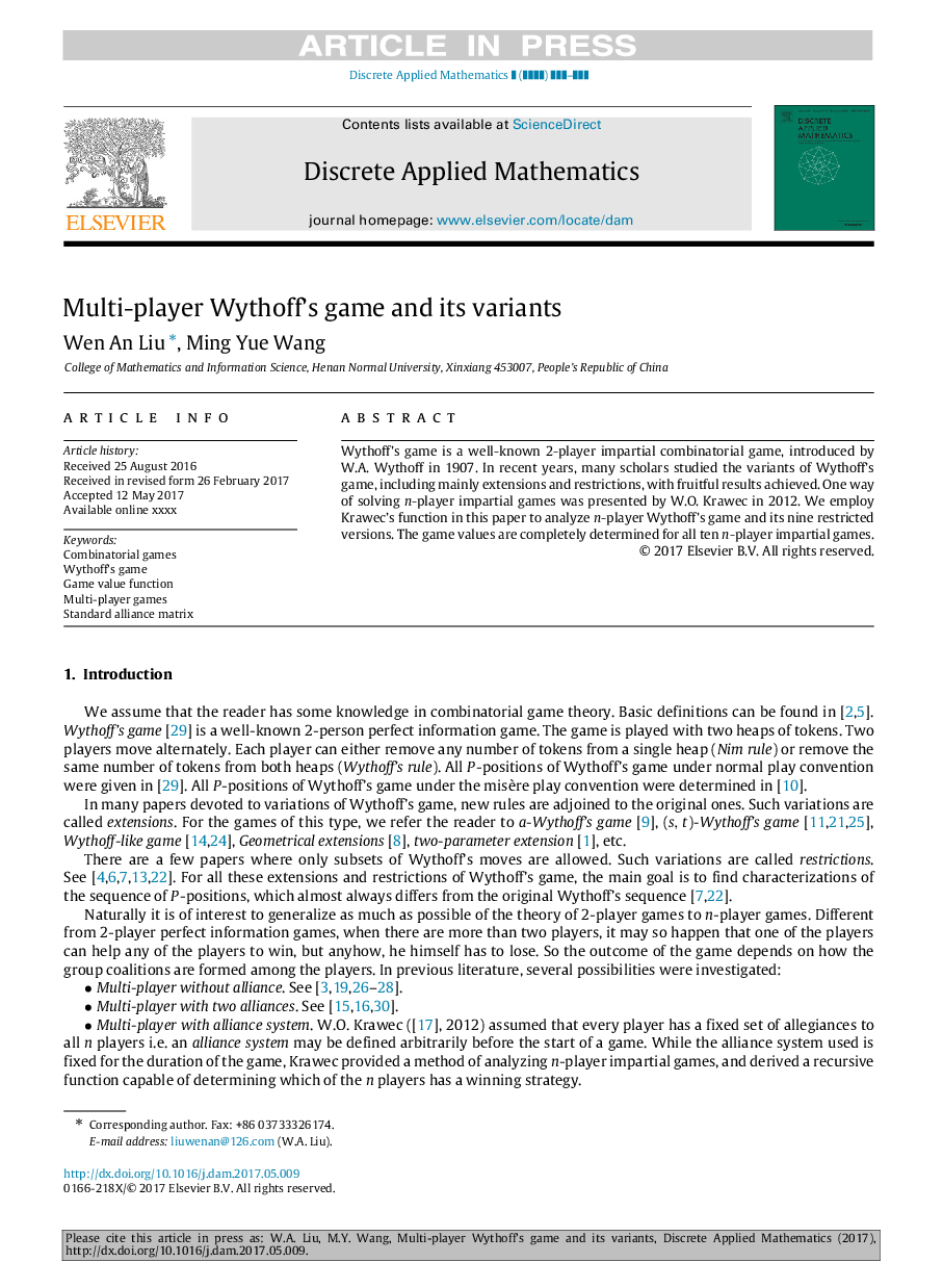 Multi-player Wythoff's game and its variants