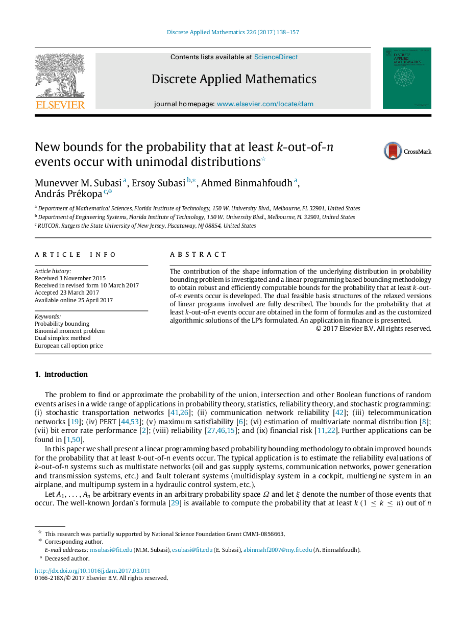 New bounds for the probability that at least k-out-of-n events occur with unimodal distributions