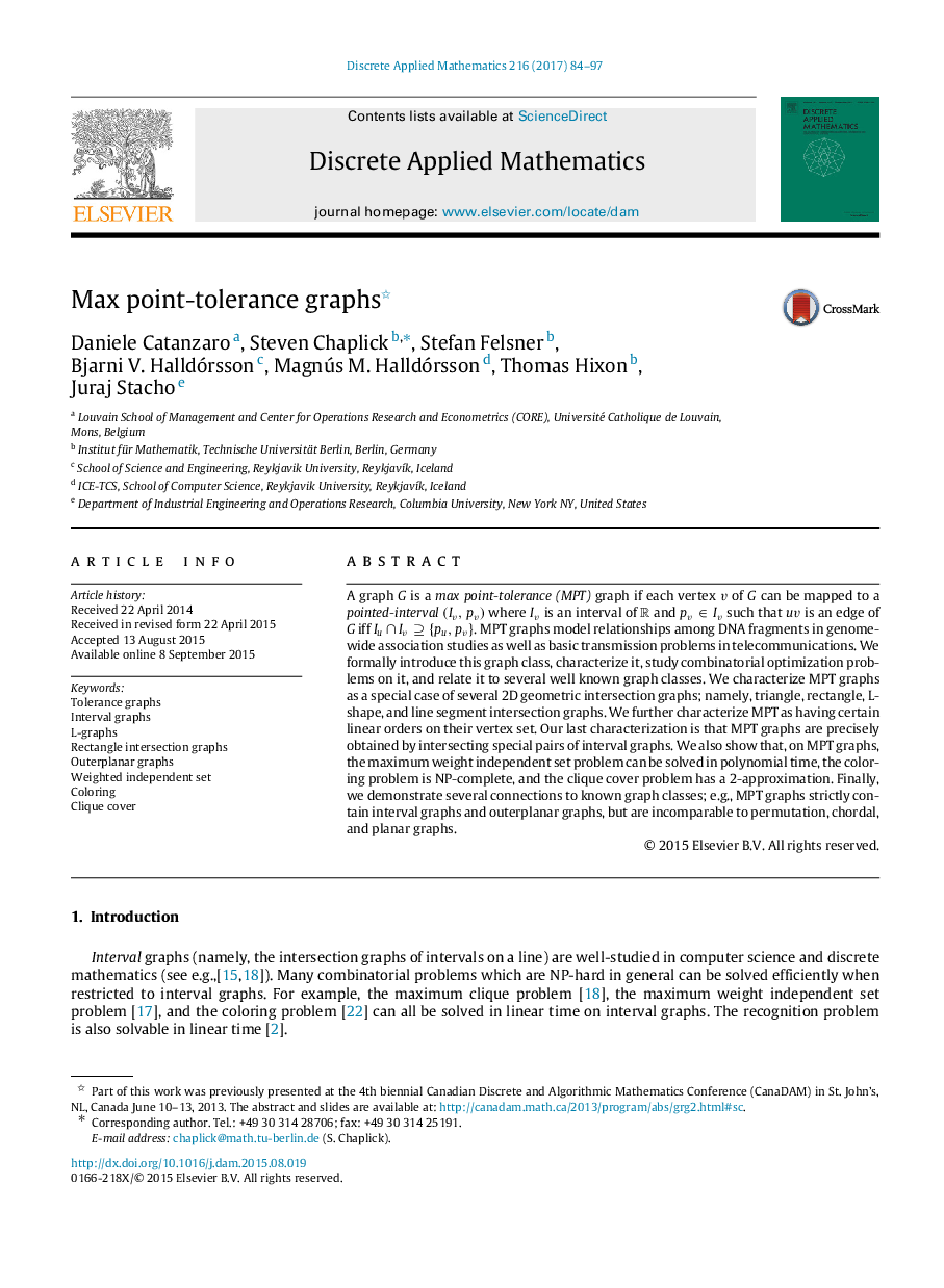 Max point-tolerance graphs