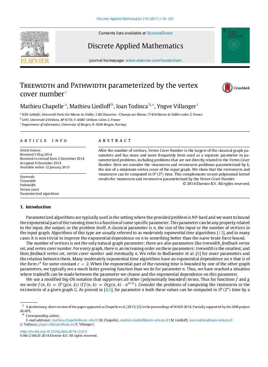 Treewidth and Pathwidth parameterized by the vertex cover number