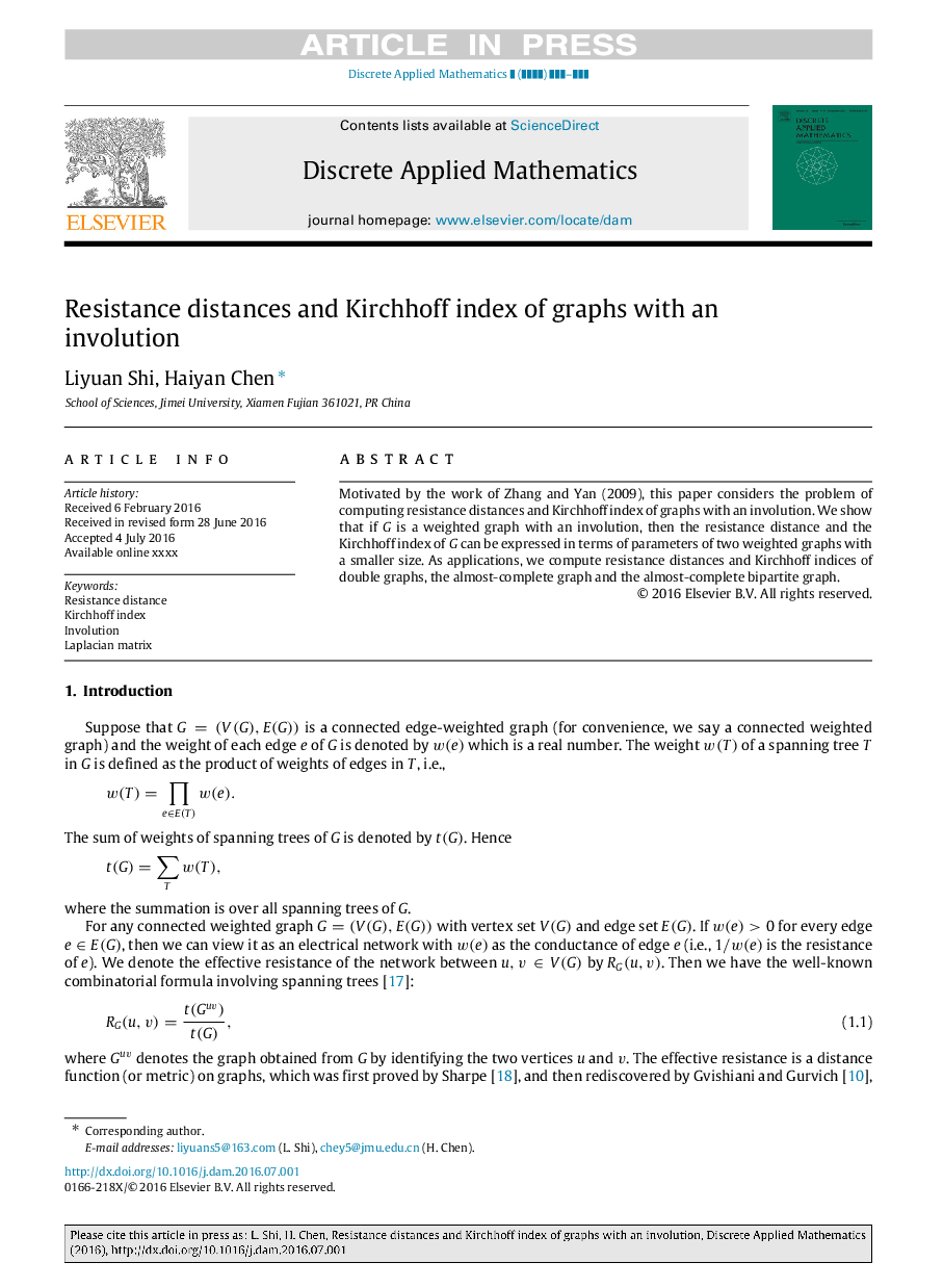 Resistance distances and Kirchhoff index of graphs with an involution