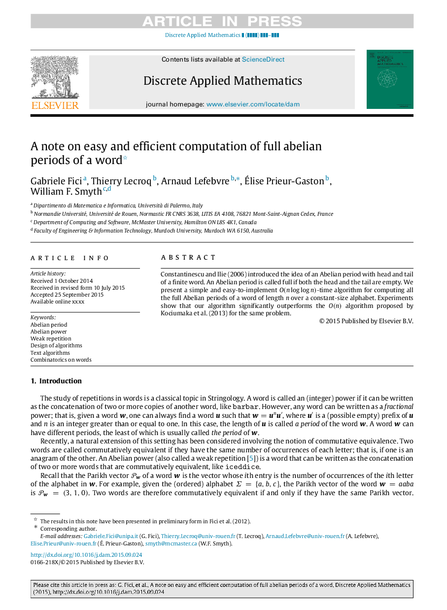 A note on easy and efficient computation of full abelian periods of a word