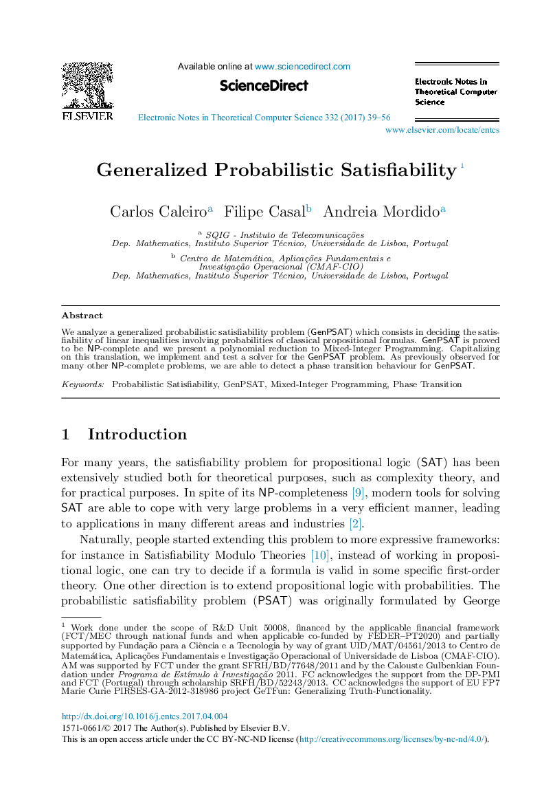 Generalized Probabilistic Satisfiability