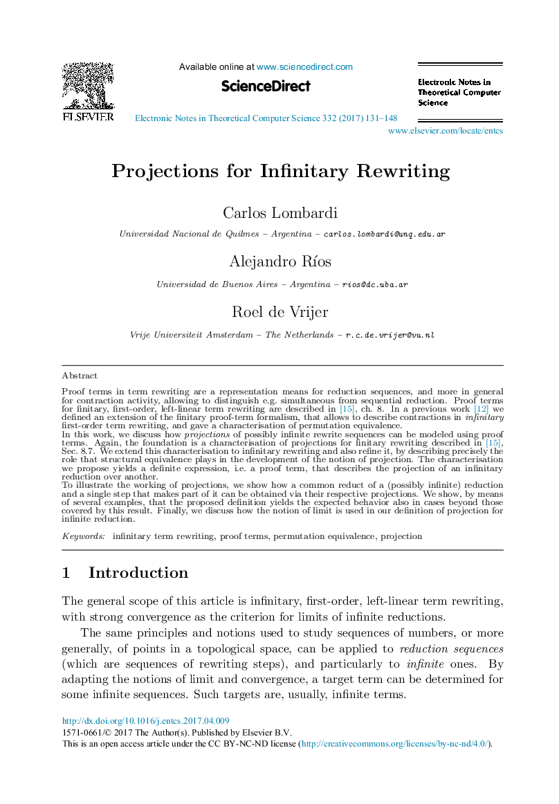 Projections for Infinitary Rewriting