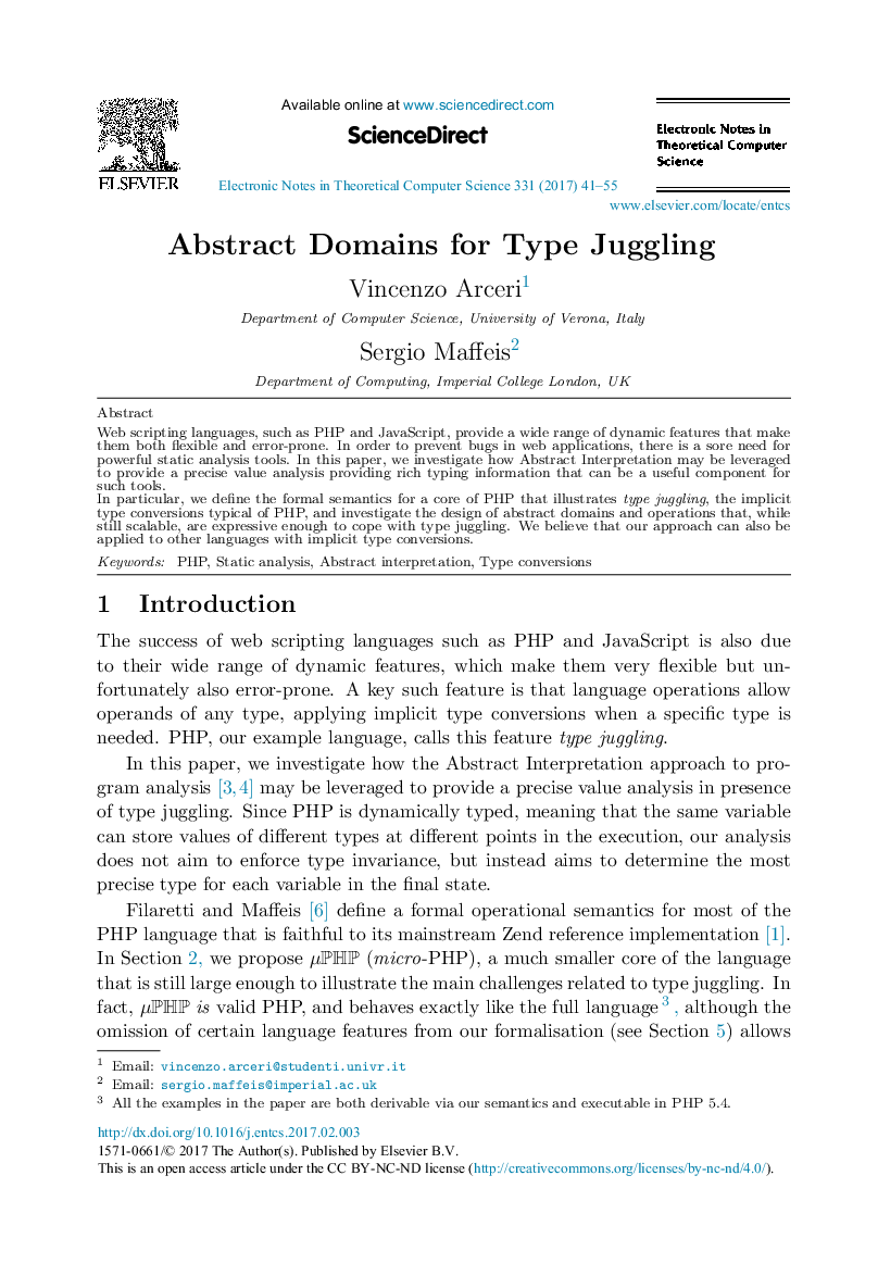 Abstract Domains for Type Juggling