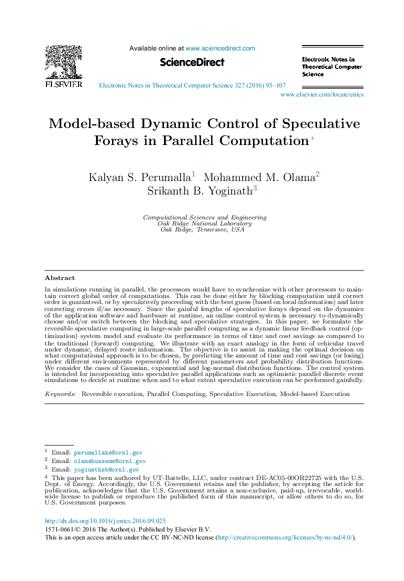Model-based Dynamic Control of Speculative Forays in Parallel Computation