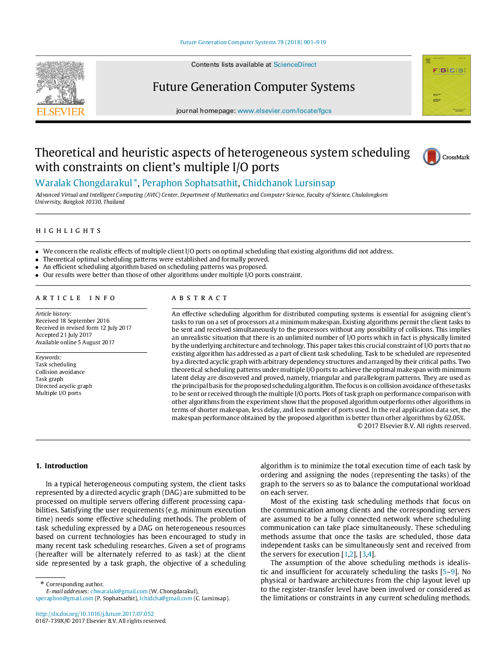 Theoretical and heuristic aspects of heterogeneous system scheduling with constraints on client's multiple I/O ports