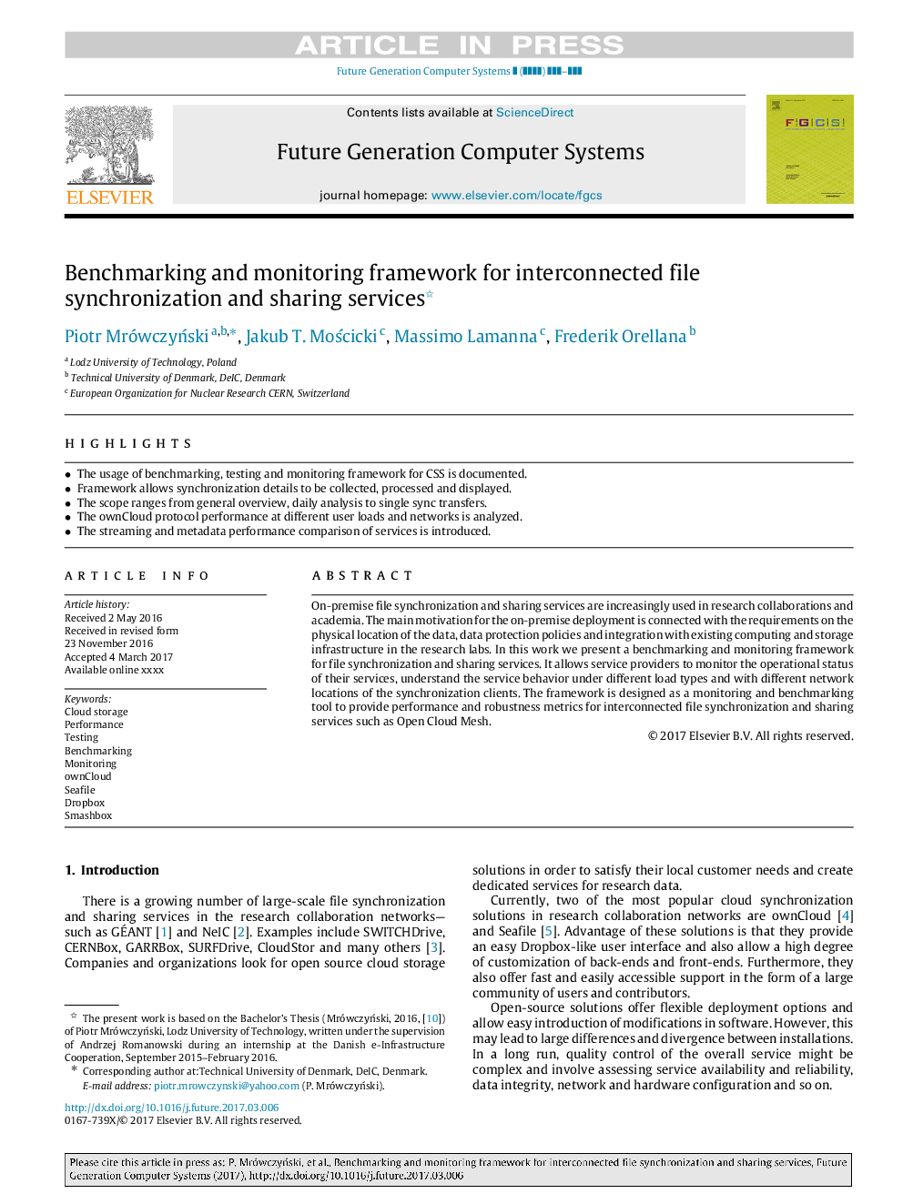 Benchmarking and monitoring framework for interconnected file synchronization and sharing services