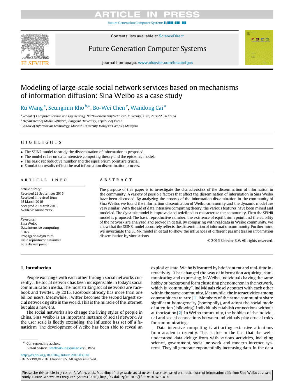 Modeling of large-scale social network services based on mechanisms of information diffusion: Sina Weibo as a case study