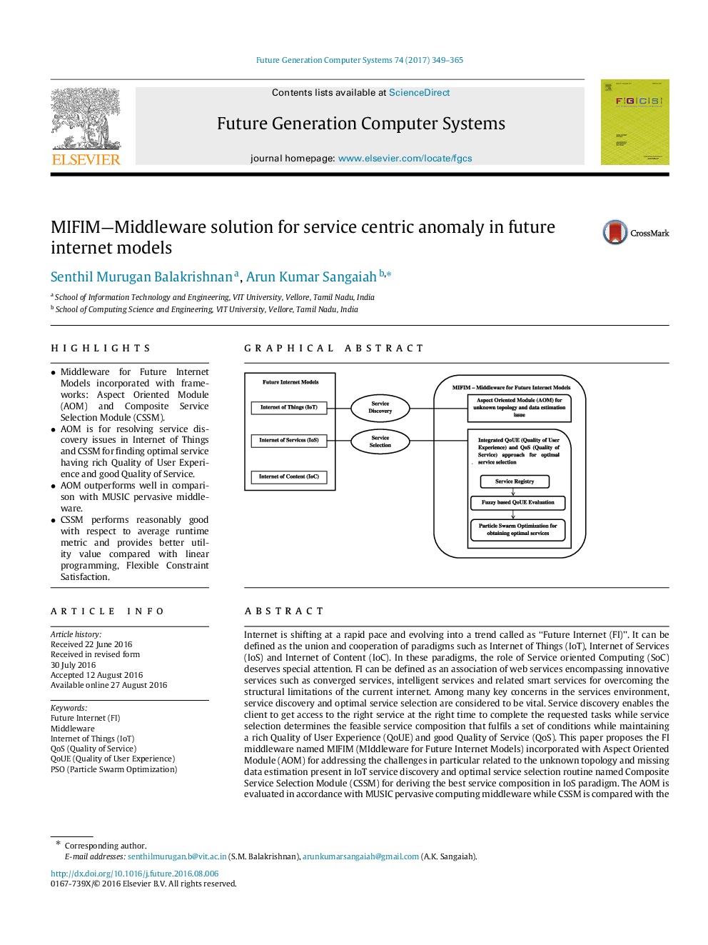 MIFIM-Middleware solution for service centric anomaly in future internet models