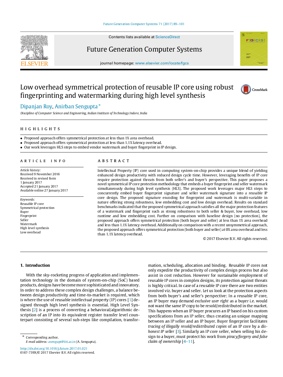 Low overhead symmetrical protection of reusable IP core using robust fingerprinting and watermarking during high level synthesis