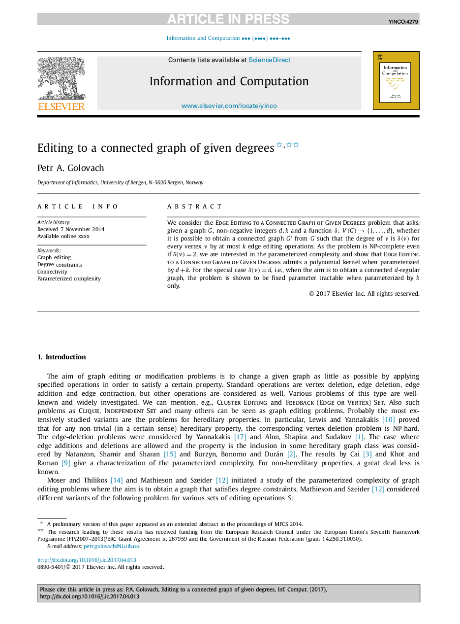 Editing to a connected graph of given degrees