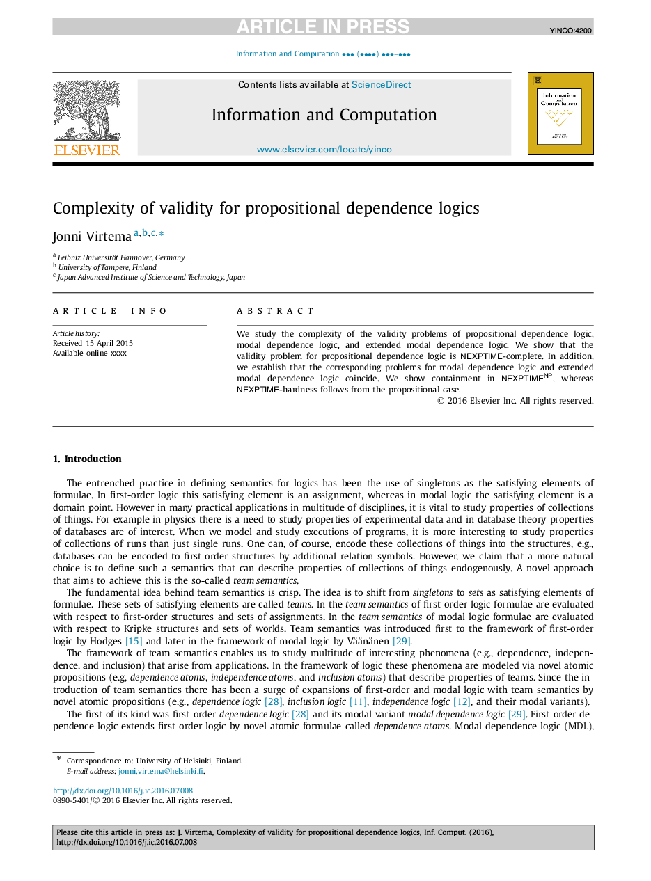 Complexity of validity for propositional dependence logics