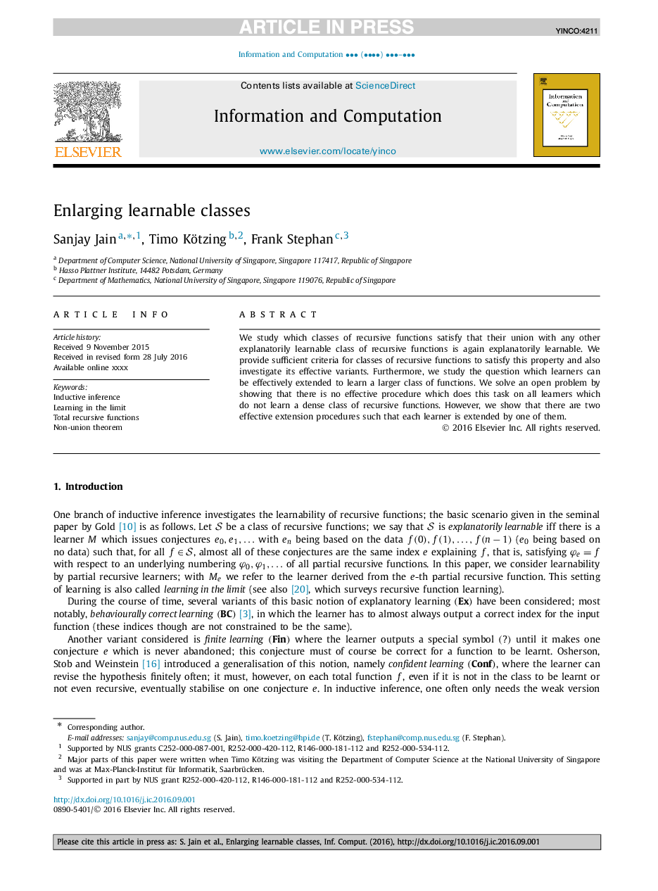 Enlarging learnable classes