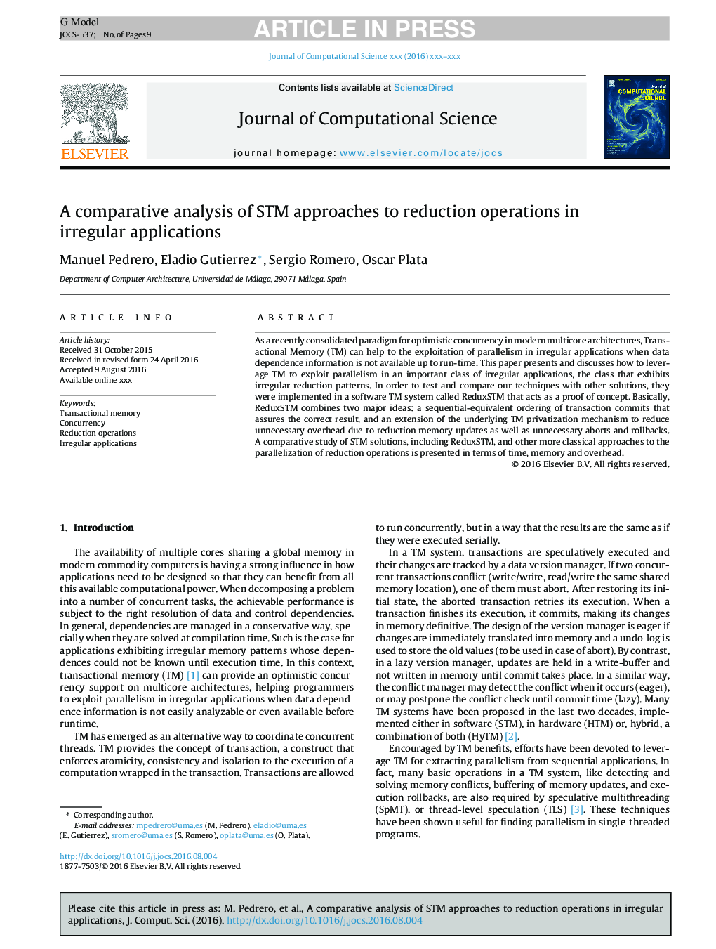 A comparative analysis of STM approaches to reduction operations in irregular applications