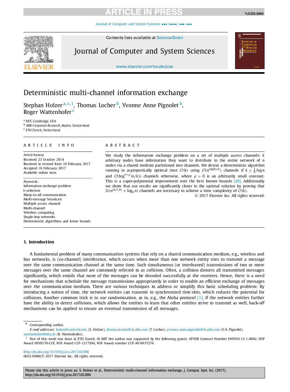 Deterministic multi-channel information exchange