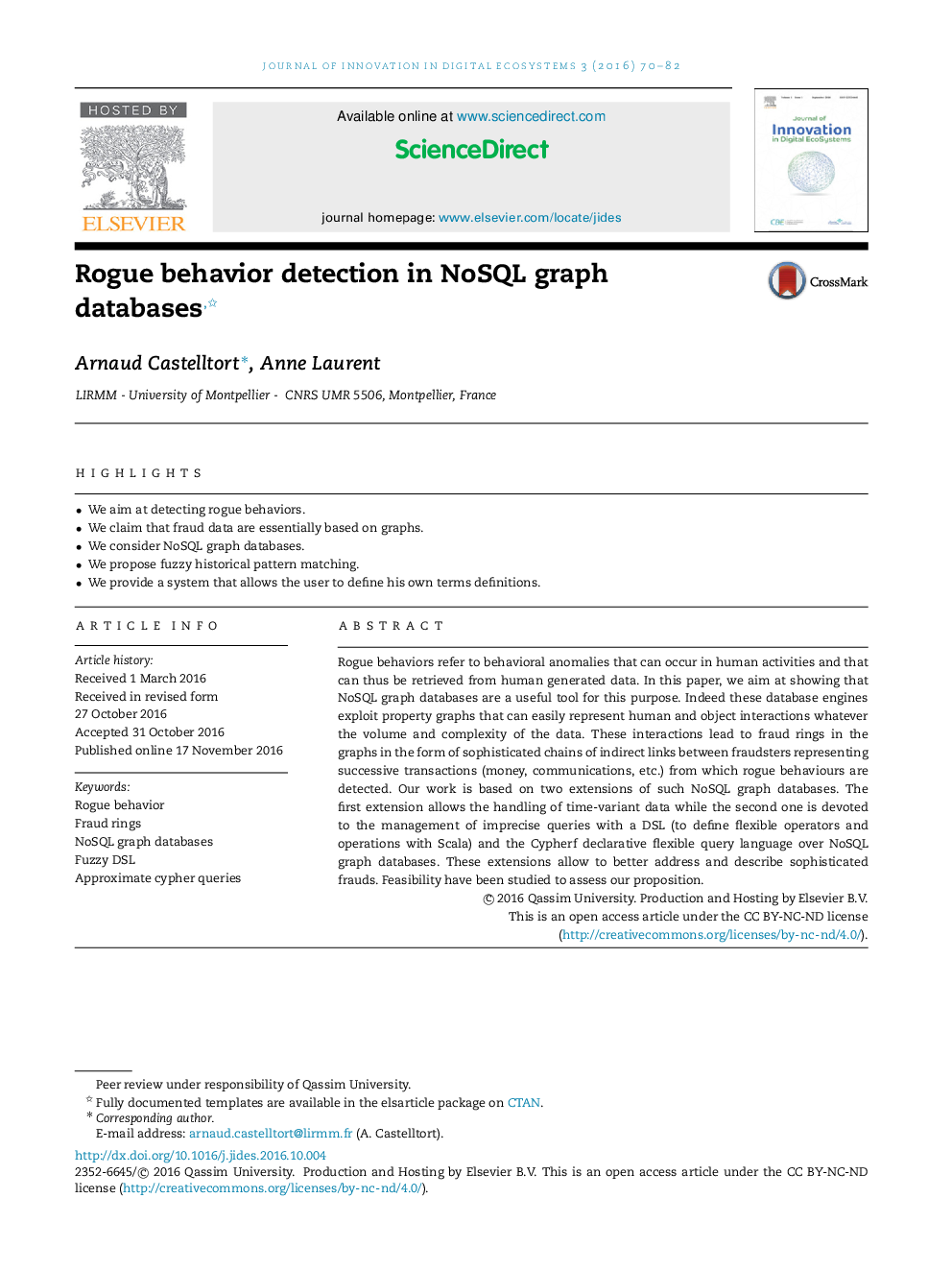 Rogue behavior detection in NoSQL graph databases